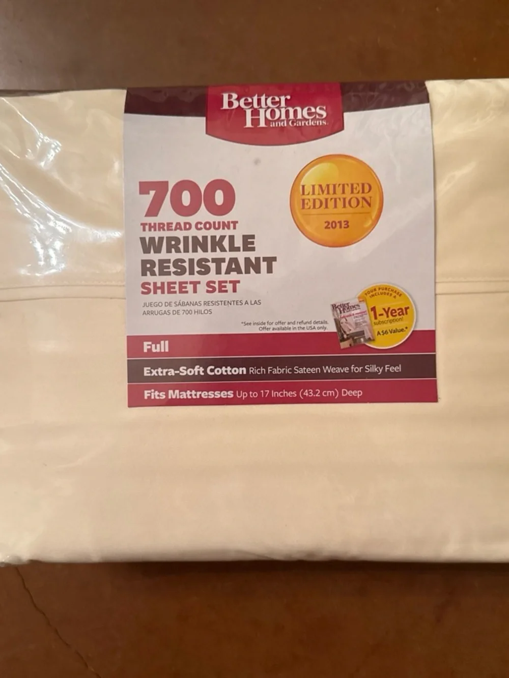 Better Homes And Gardens Cream 700 Thread Count Wrinkle Resistant Sheet Set